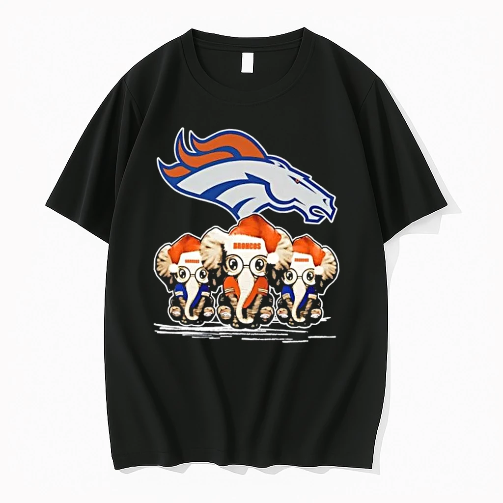 Denver Broncos X Elephants Santa Hat Merry Christmas Shirts