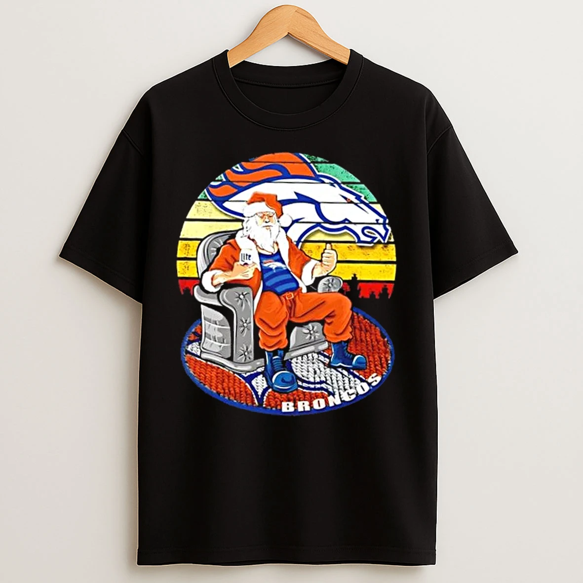 Denver Broncos X Santa Claus Christmas Vintage T Shirts