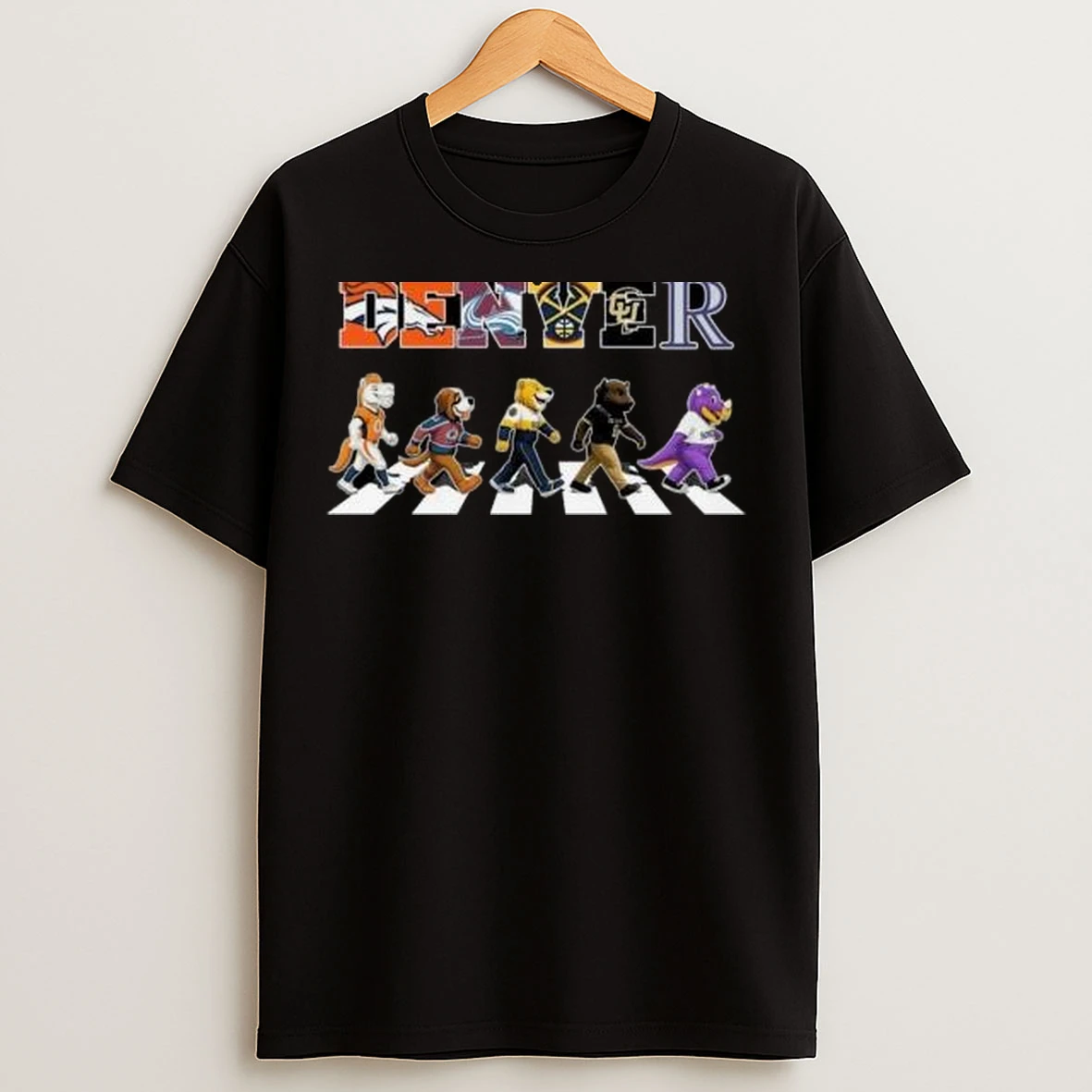 Denver City Sports Team Mascot Abbey Road 2025 Circle Black T Shirts
