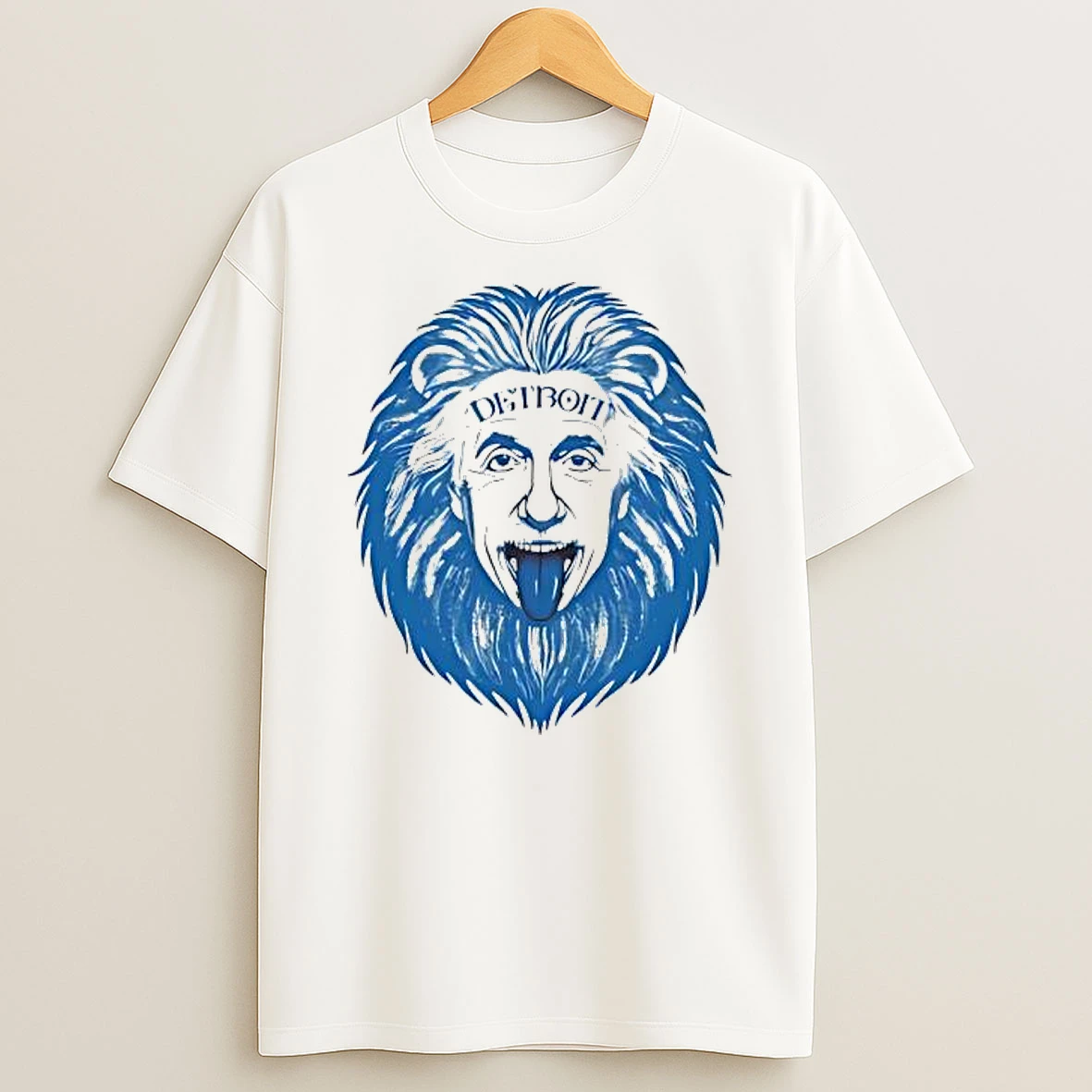 Detroit Einstein Tongue Out Lion Retro Style Baseball Shirts