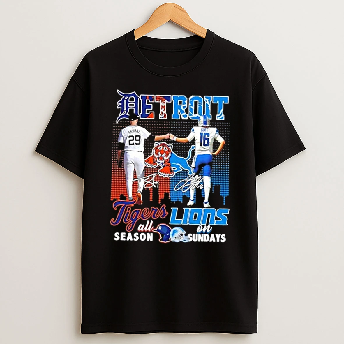 Detroit Ligers Skubal Tigers All Season X Goff Lions On Sundays Skyline Shirts