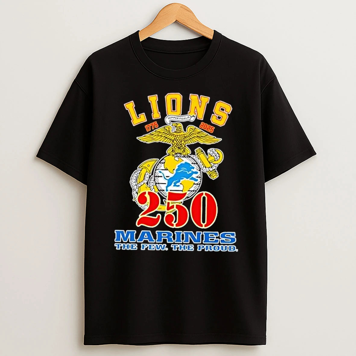Detroit Lions 250 Marines 1775 2025 The Pew The Proud Shirts