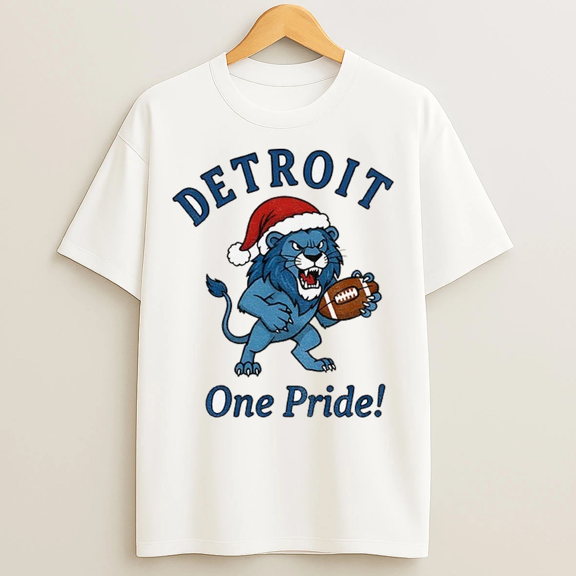 Detroit Lions Football Mascot Santa Hat Detroit One Pride Merry Christmas T Shirts