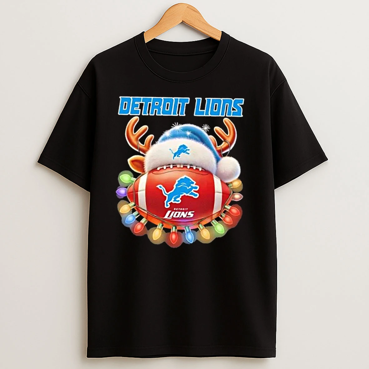Detroit Lions Football Santa Hat Christmas T Shirts