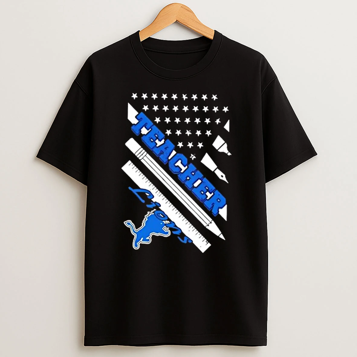 Detroit Lions Football X Teacher American Flag Shirts