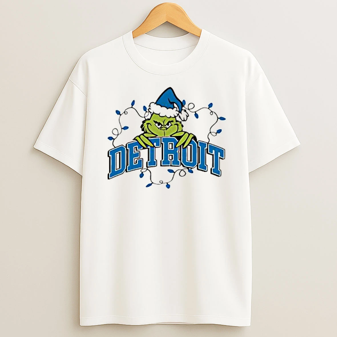 Detroit Lions Grinch With Christmas Lightings Shirts