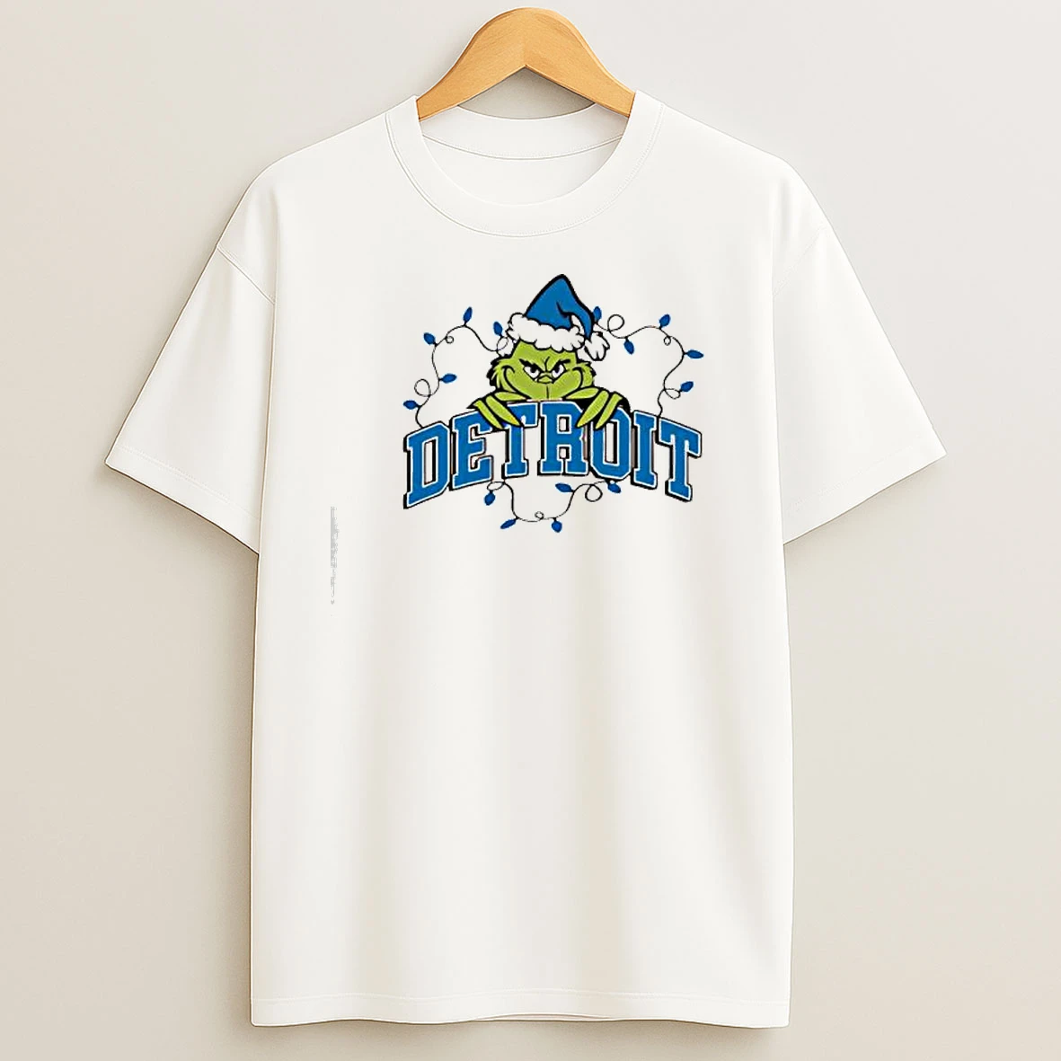 Detroit Lions Grinch With Christmas Lightings T Shirts