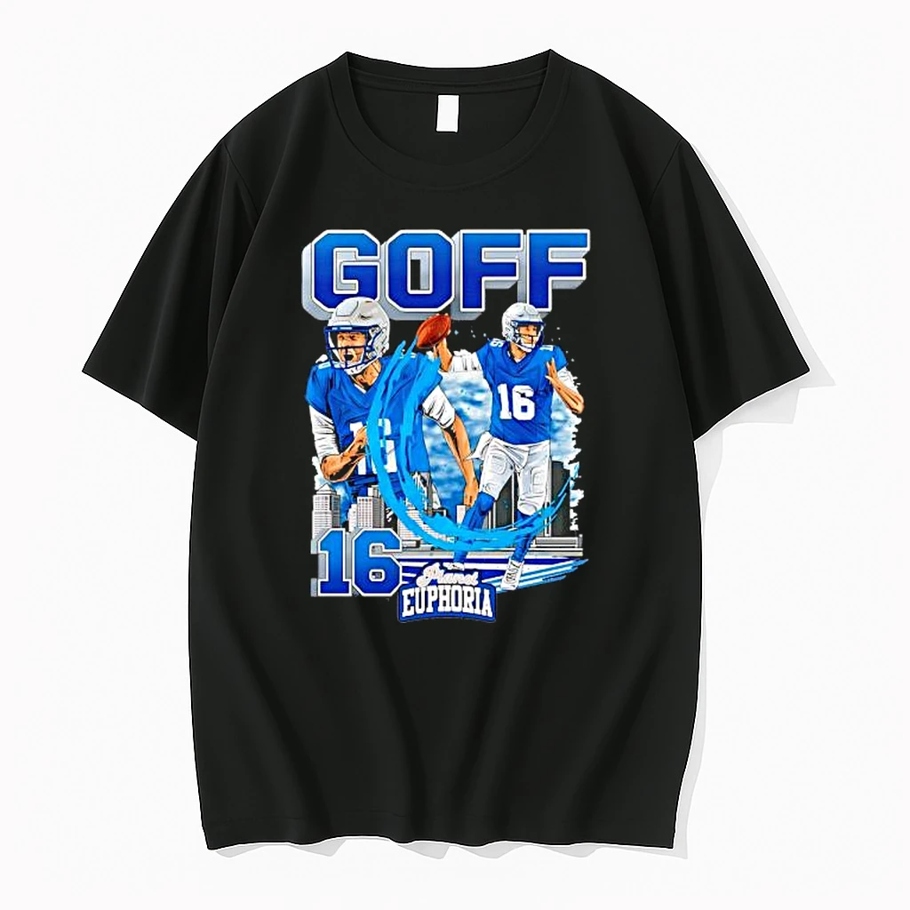 Detroit Lions Jared Goff 16 Skyline Graphic Shirts