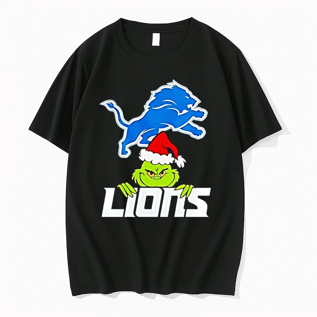 Detroit Lions Merry Grinchmas Hat Santa Logo Shirts