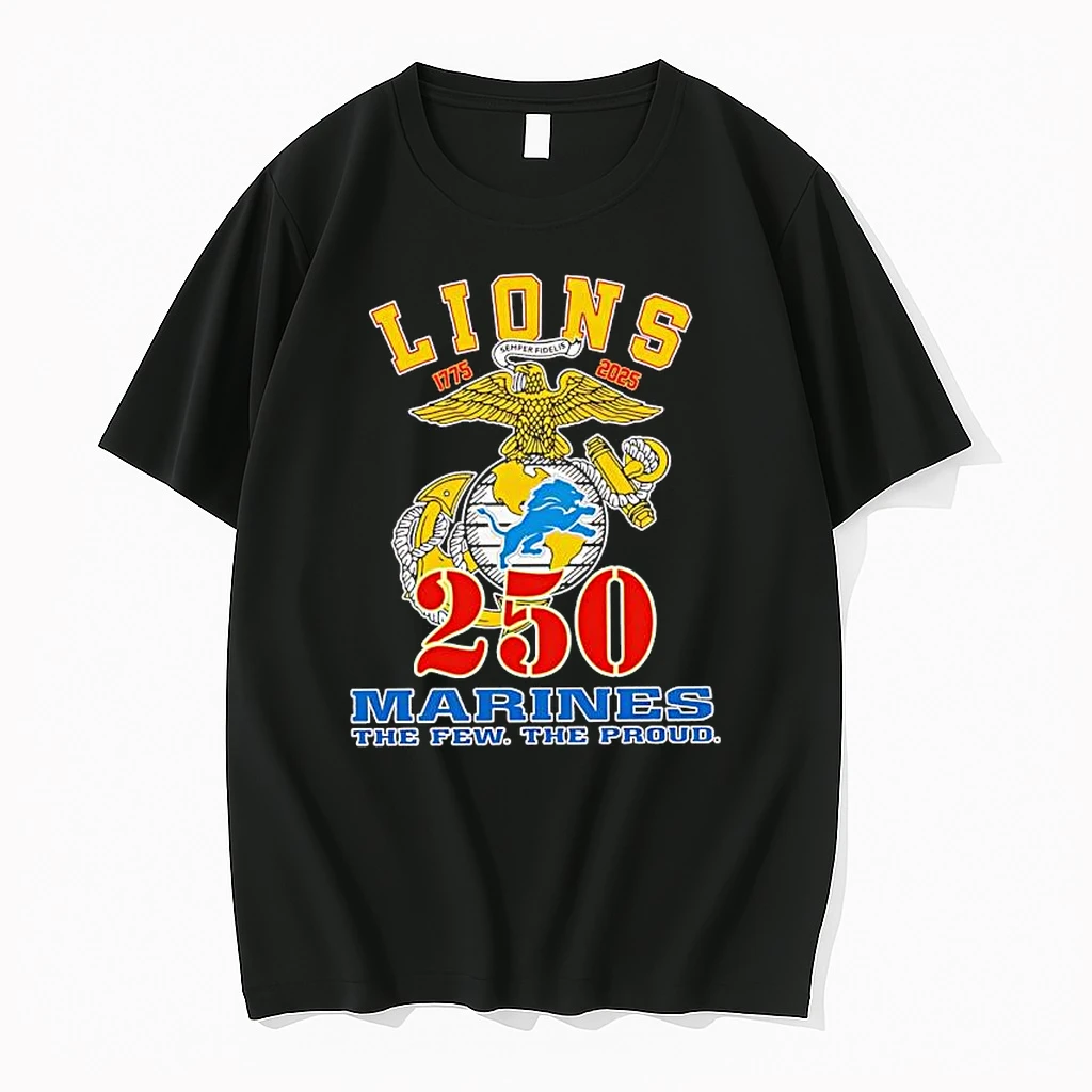 Detroit Lions Nfl Team 1775 2025 250th Anniversary U S Marine Corps The Few The Proud Shirts
