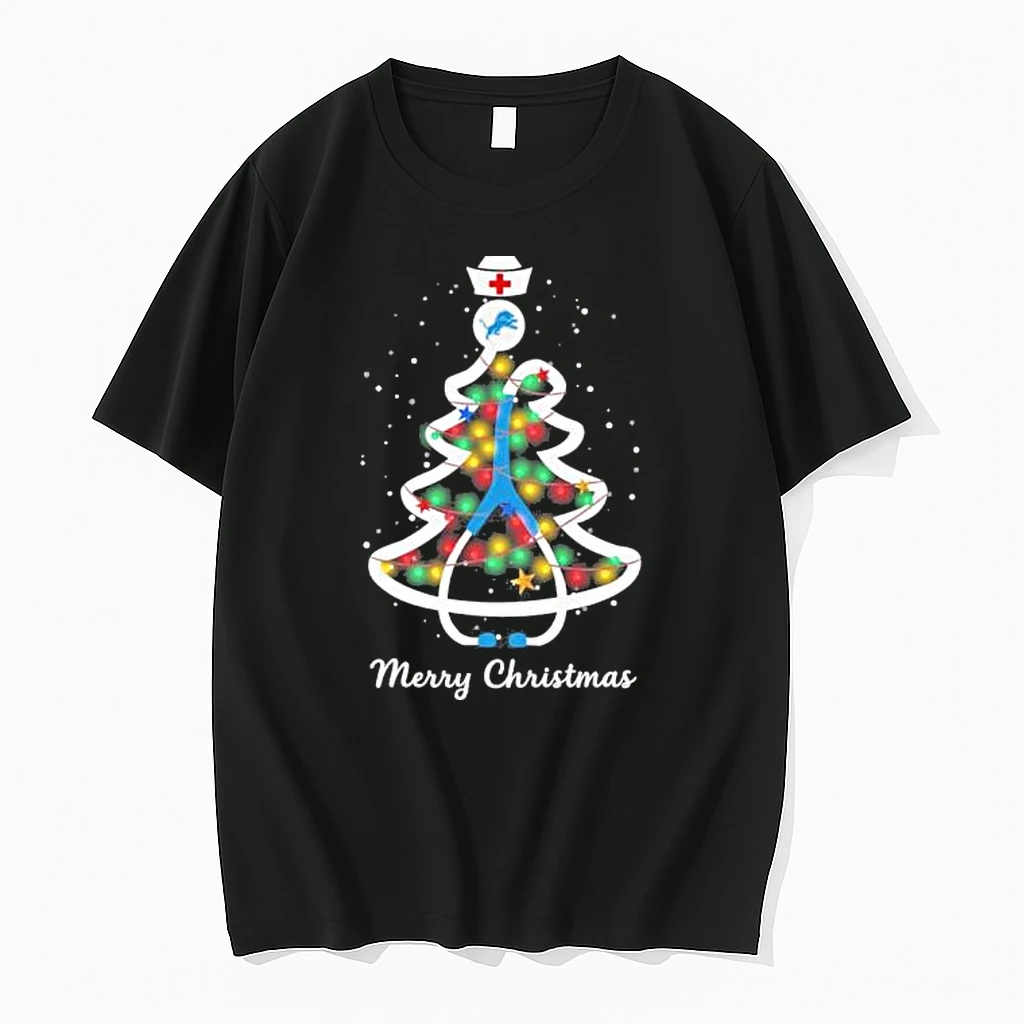 Detroit Lions Nurse Tree Merry Christmas Shirts