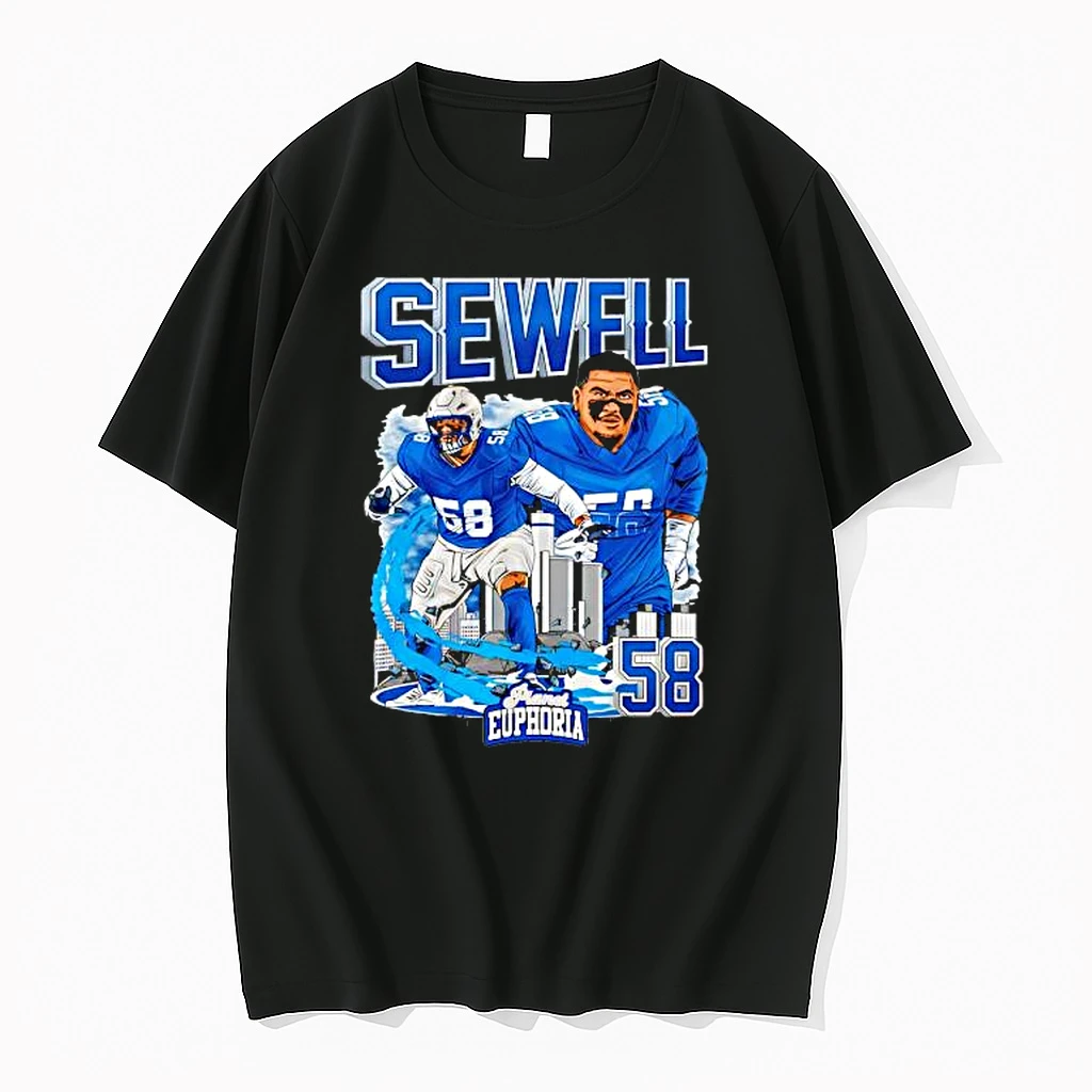 Detroit Lions Penei Sewell 58 Skyline Graphic Shirts