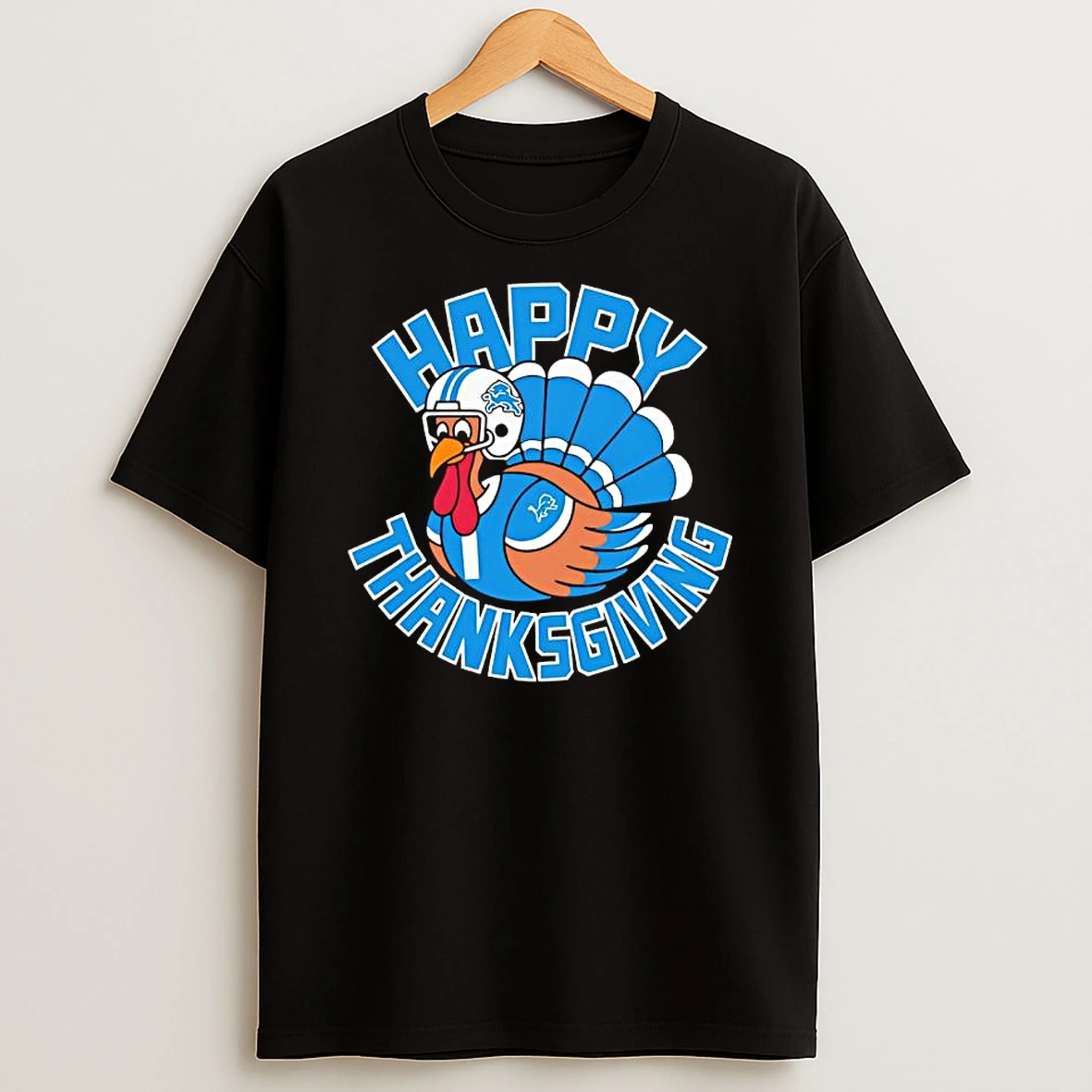 Detroit Lions Turkey Happy Thanksgiving Logo Shirts