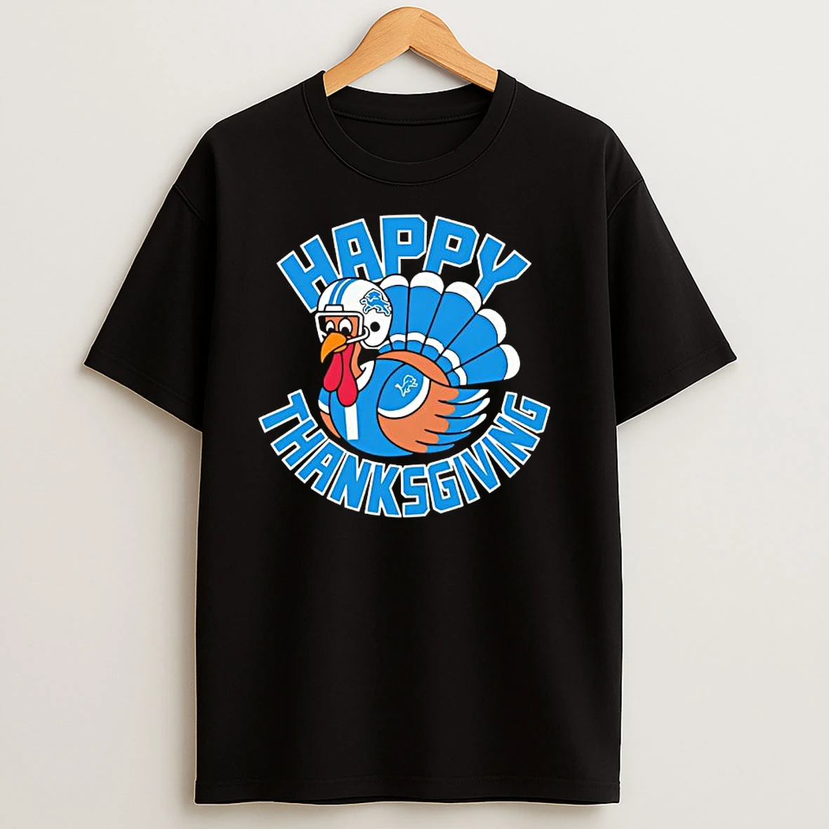 Detroit Lions Turkey Happy Thanksgiving Logo T Shirts