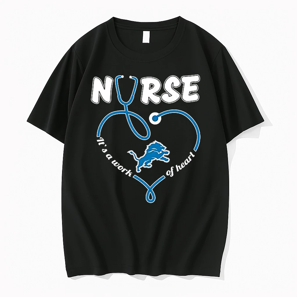 Detroit Lions Nurse Its A Work Of Heart Stethoscope Shirts