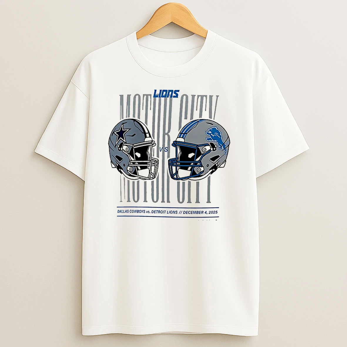 Detroit Lions Vs Dallas Cowboys Nfl 2025 Motor City Helmet T Shirts