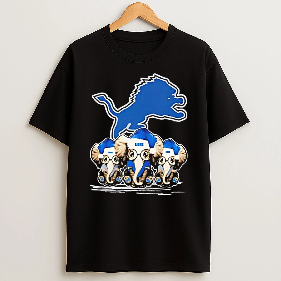 Detroit Lions X Elephants Santa Hat Merry Christmas Shirts