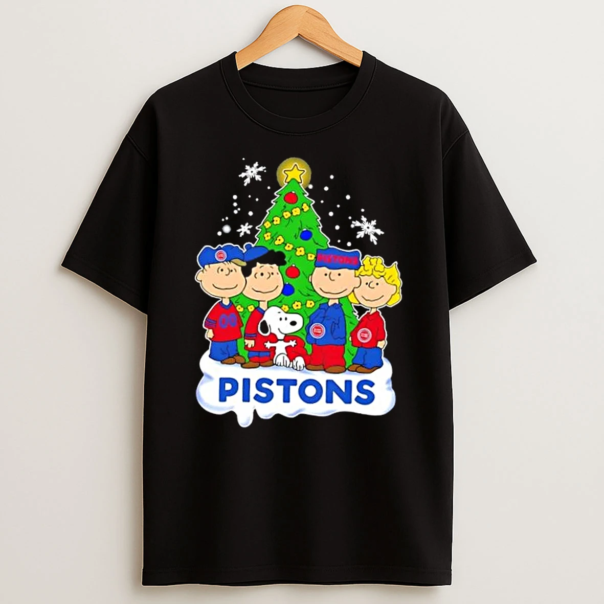 Detroit Pistons X Peanuts Snoopy And Friends Christmas Tree Shirts