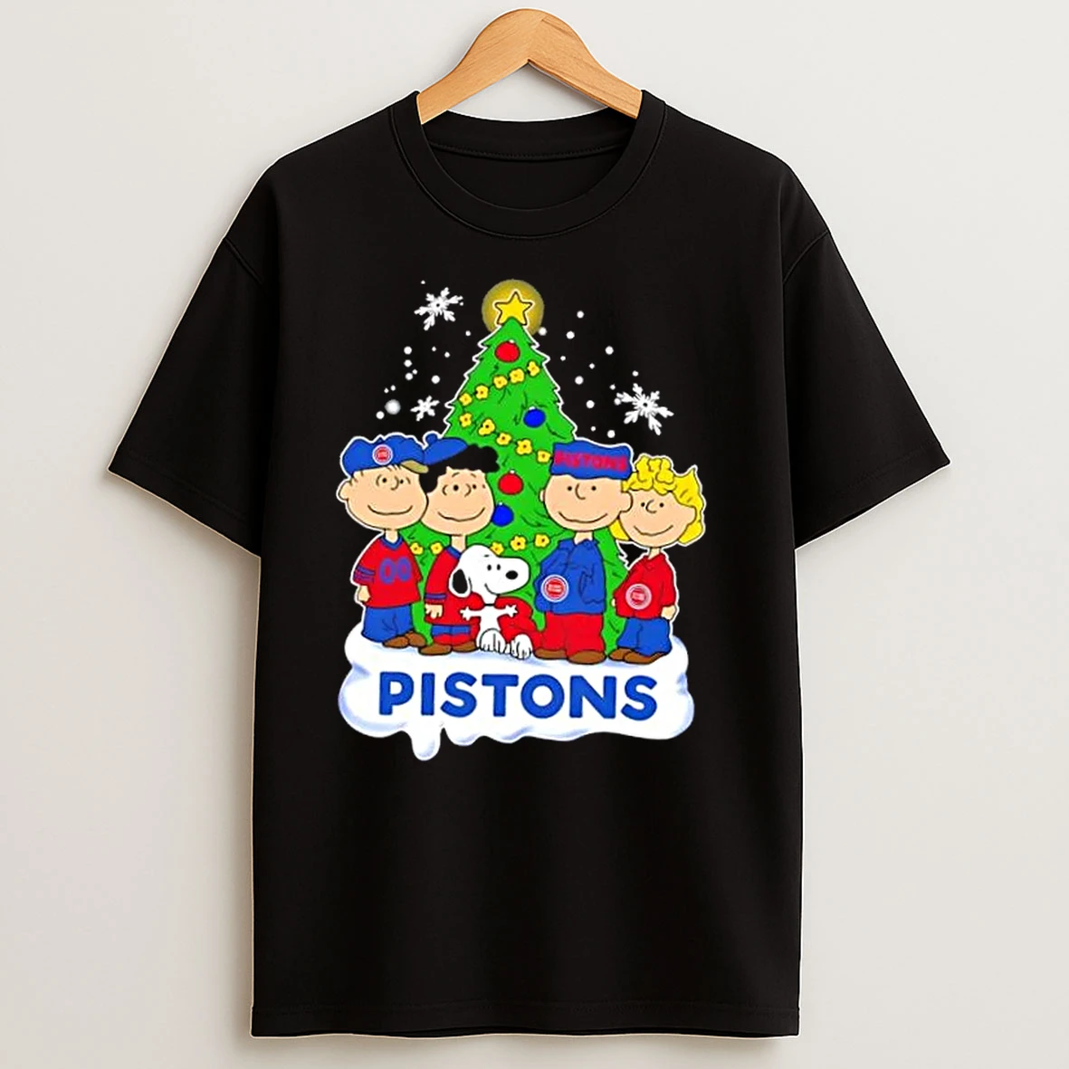 Detroit Pistons X Peanuts Snoopy And Friends Christmas Tree T Shirts