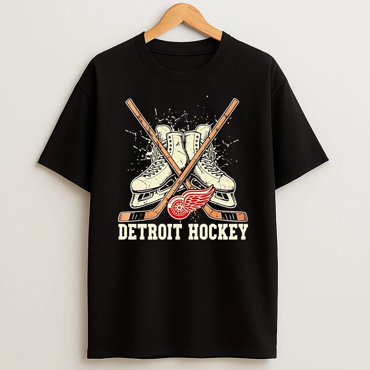 Detroit Red Wings Skates And Hockey Sticks Shirts