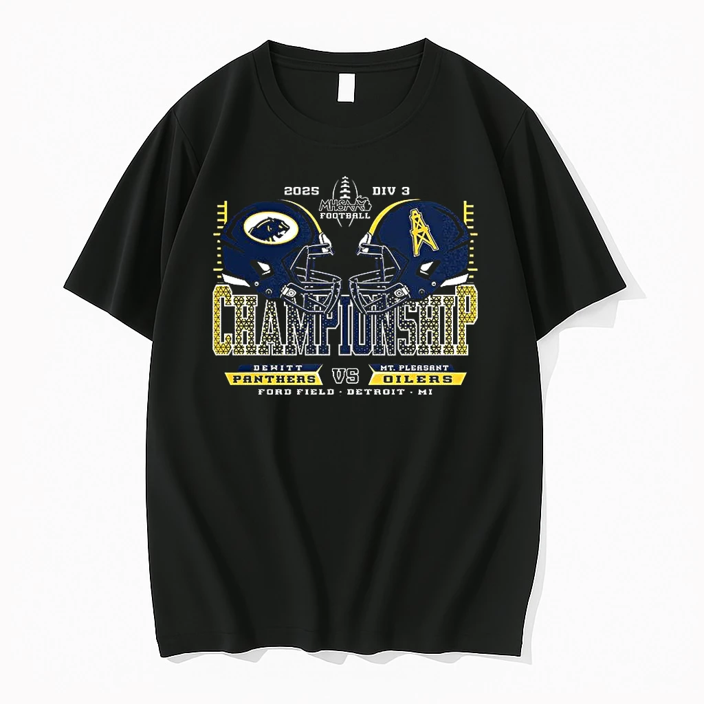 Dewitt Panthers Vs Mt Pleasant Oilers 2025 Mhsaa Football Division 3 H2h Championship Shirts