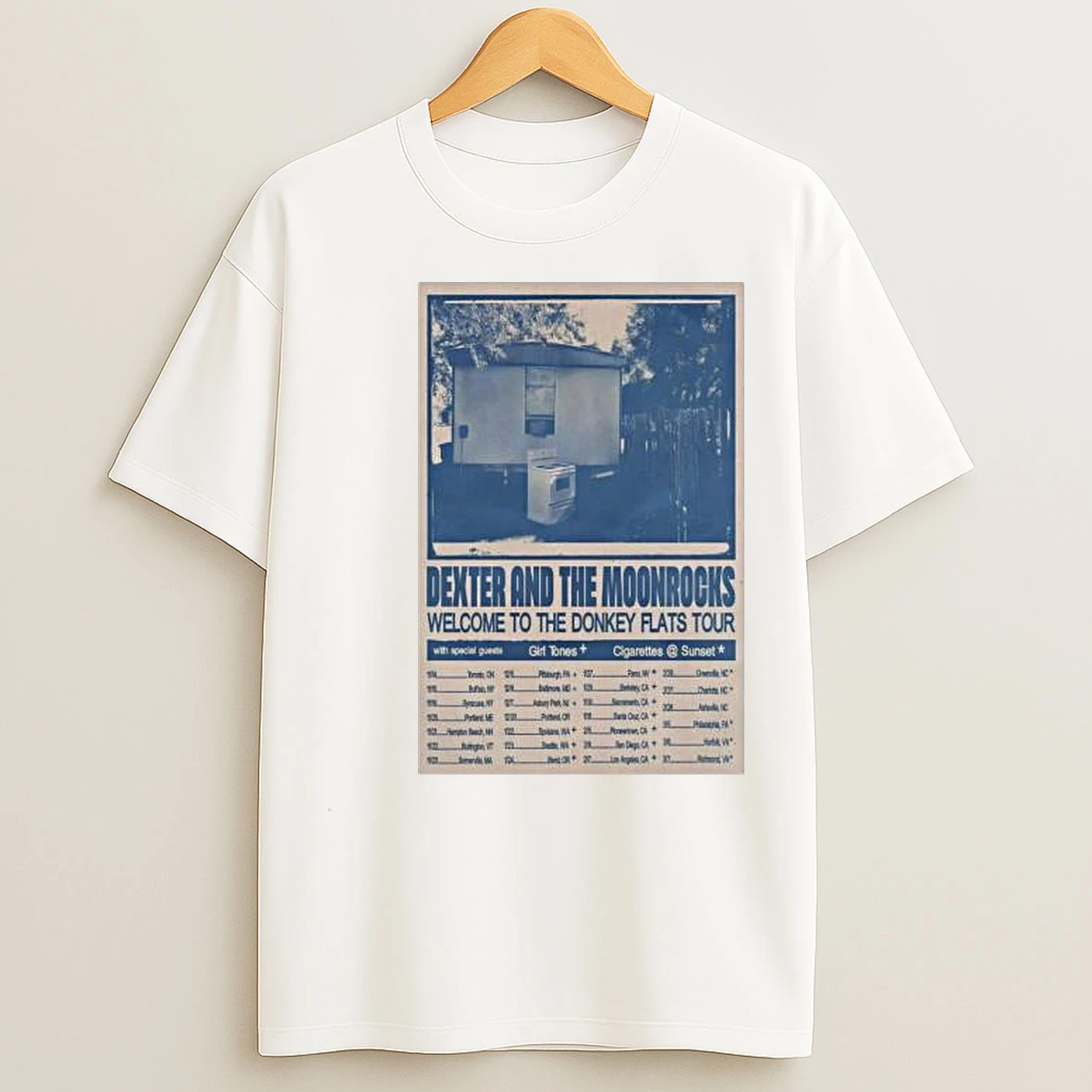 Dexter And The Moonrocks The Donkey Flats Tour 2026 Circle White T Shirts