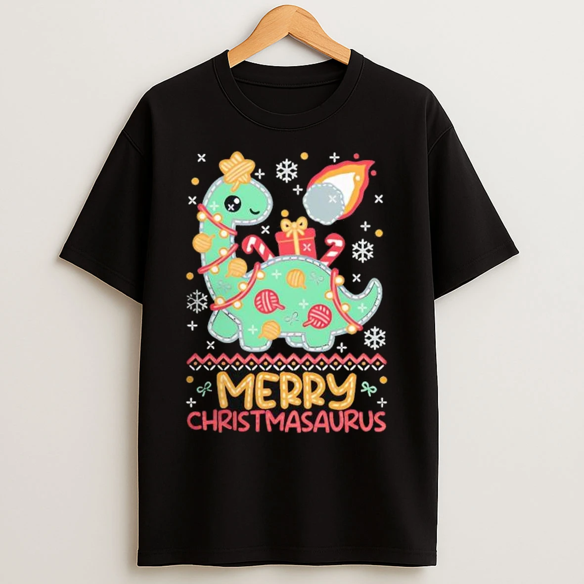 Dinosaur Merry Christmasaurus Ugly Christmas T Shirts