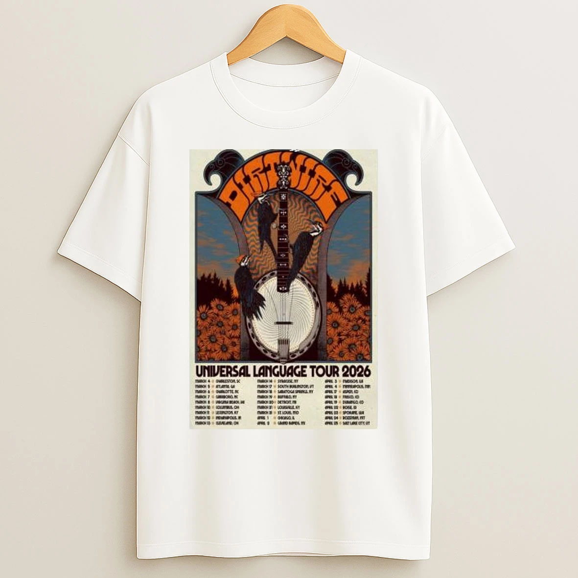 Dirtwire Universal Language Tour 2026 Circle White T Shirts