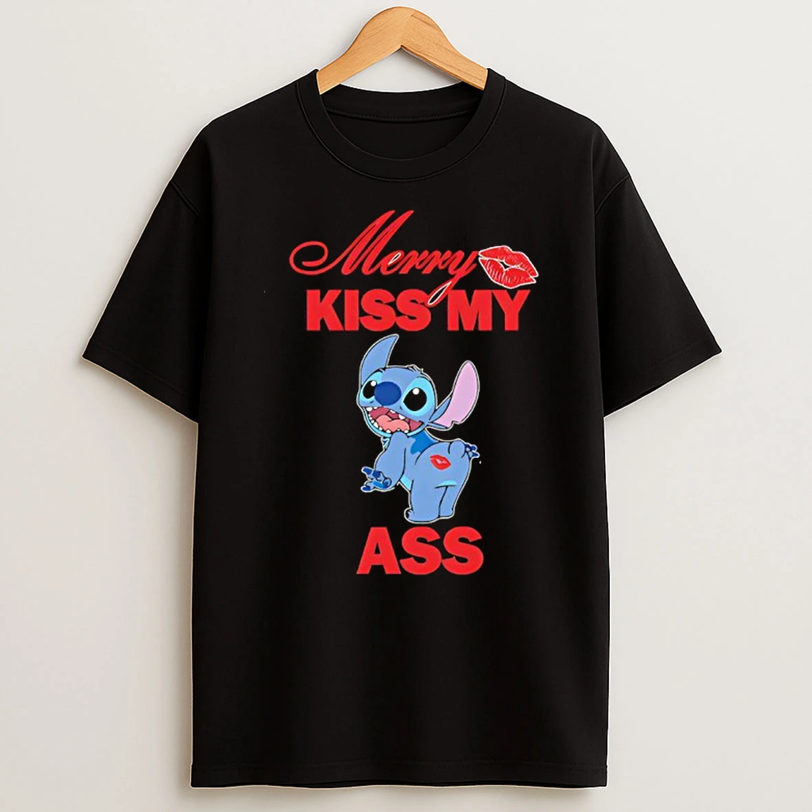 Disney Stitch Christmas Xmas Merry Kiss My Ass Shirts