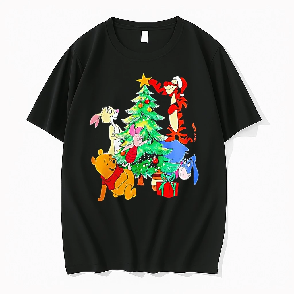 Disney Winnie The Pooh Holiday Light Up Cartoon 2025 Black Shirts