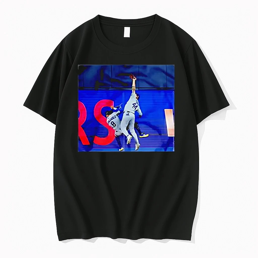 Dodgers Kike Hernandez Andy Pages Crash Collide 2025 World Series Champions Black Shirts