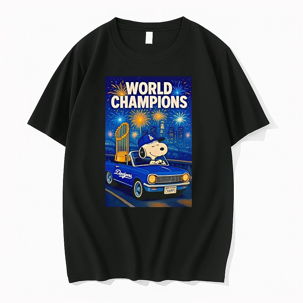 Dodgers Los Angeles World Champions Snoopy Drive Car Shirts
