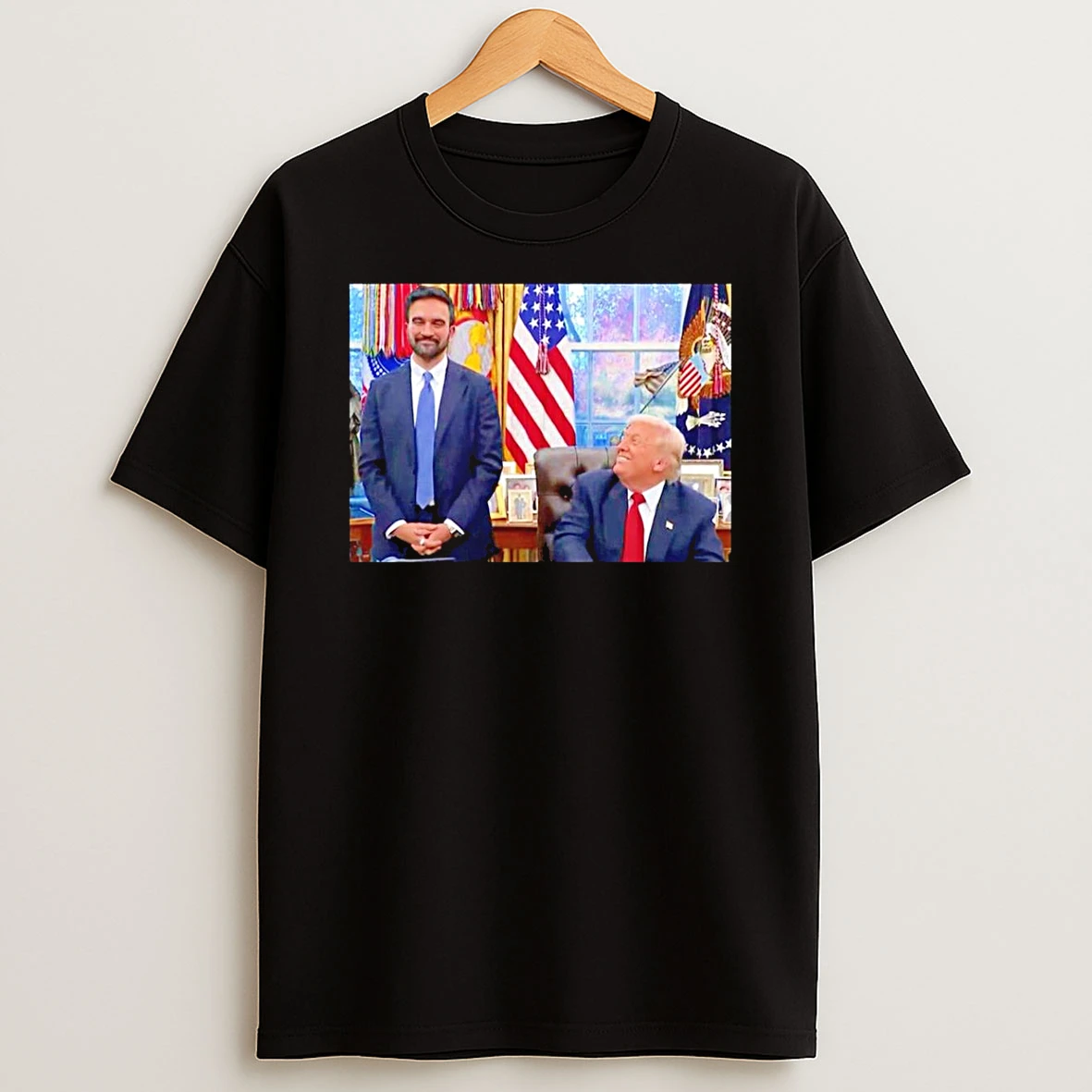 Donald Trump Looks At Zohran Mamdani Love Shirts
