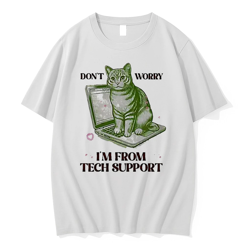 Dont Worry Im From Tech Support Cat Laptop Shirts