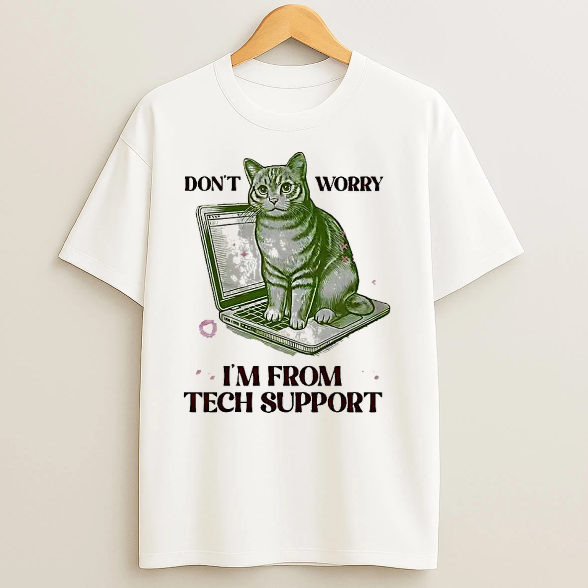 Dont Worry Im From Tech Support Cat Laptop T Shirts