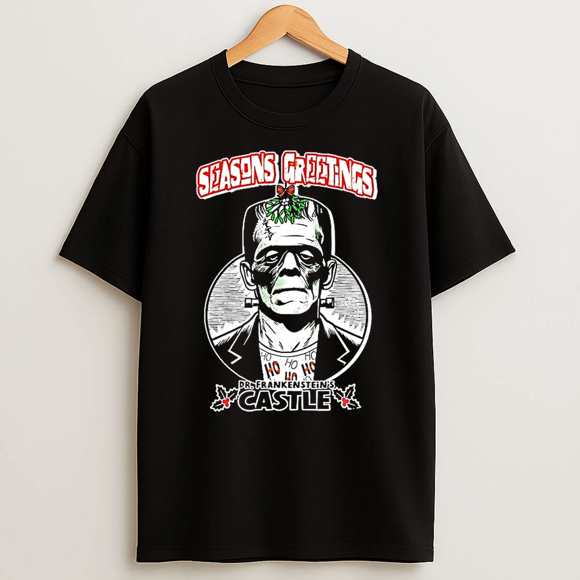 Dr Frankensteins Castle Seasons Greetings Christmas Shirts