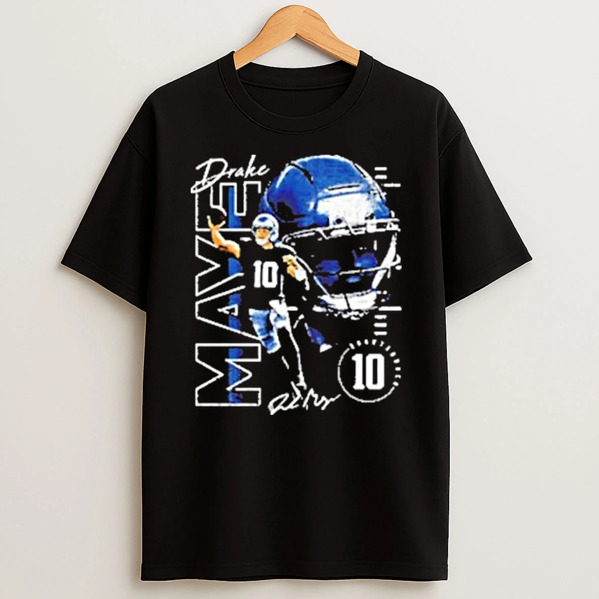 Drake Maye New England Patriots Football Vertical Name Signature Retro Shirts