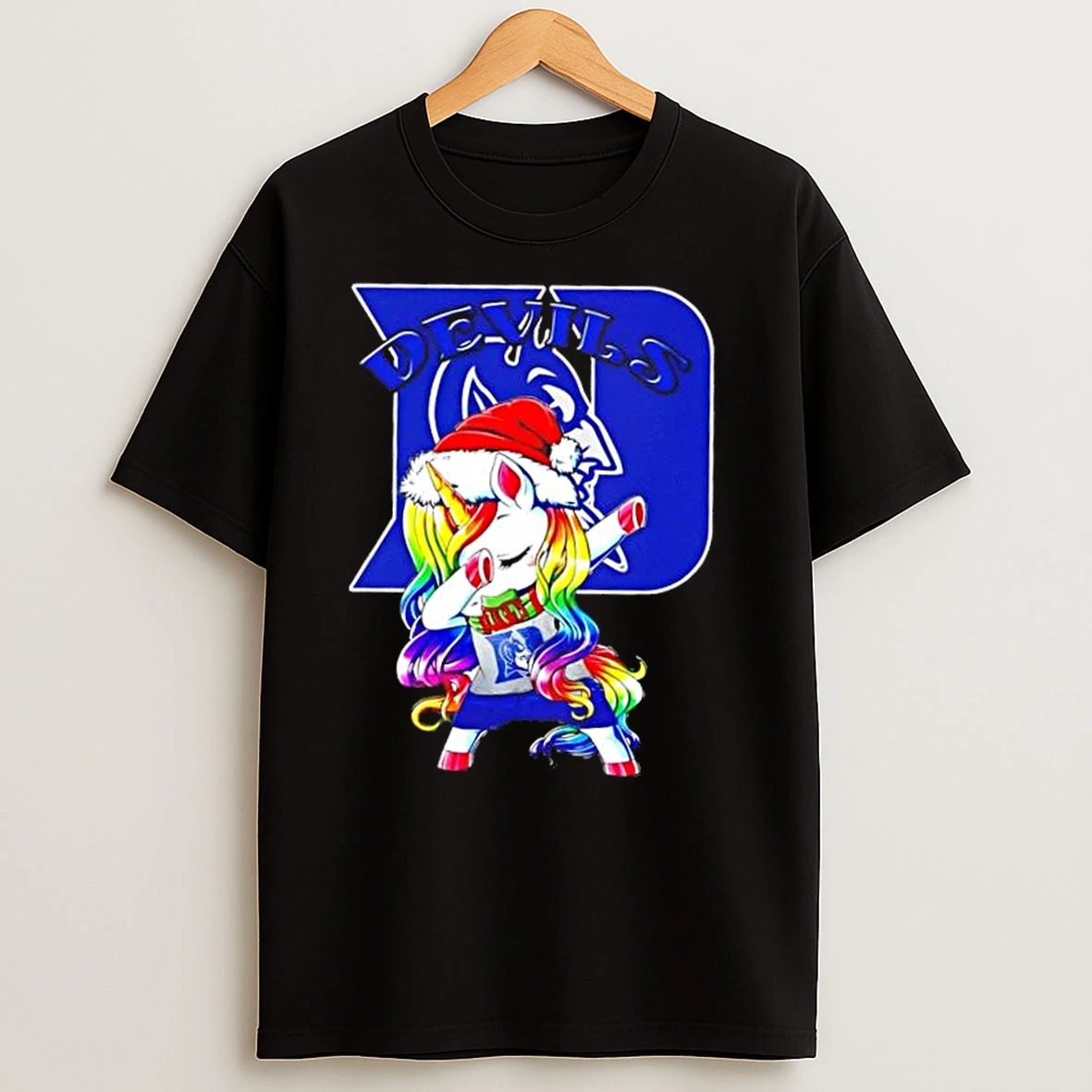 Duke Blue Devils Football X Unicorn Santa Hat Dabbing Merry Christmas T Shirts