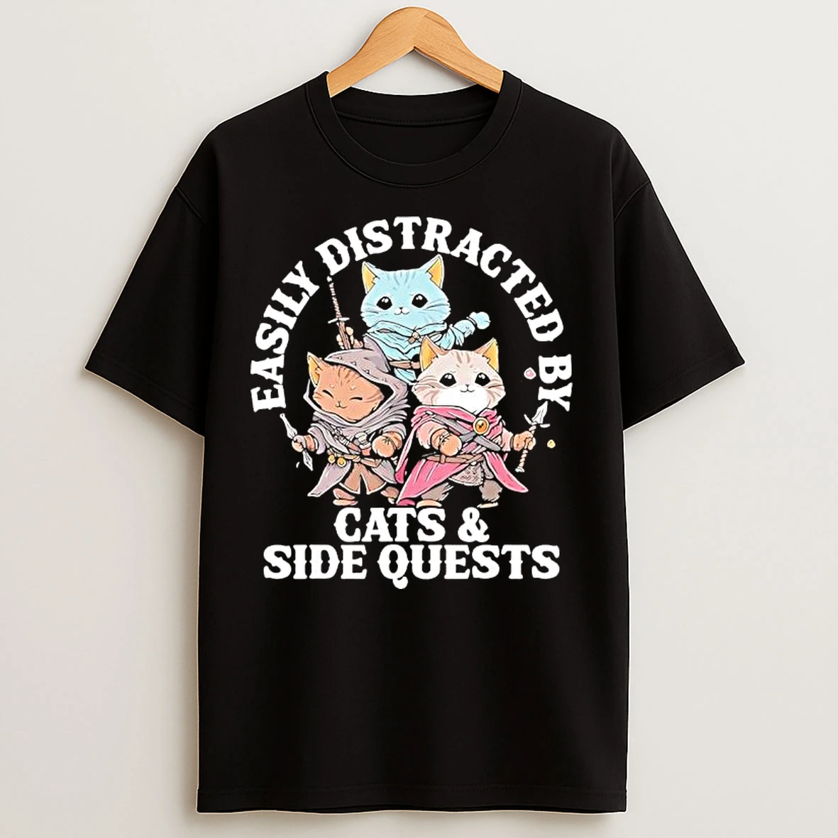 Easily Distracted By Cats Side Quest T Shirts