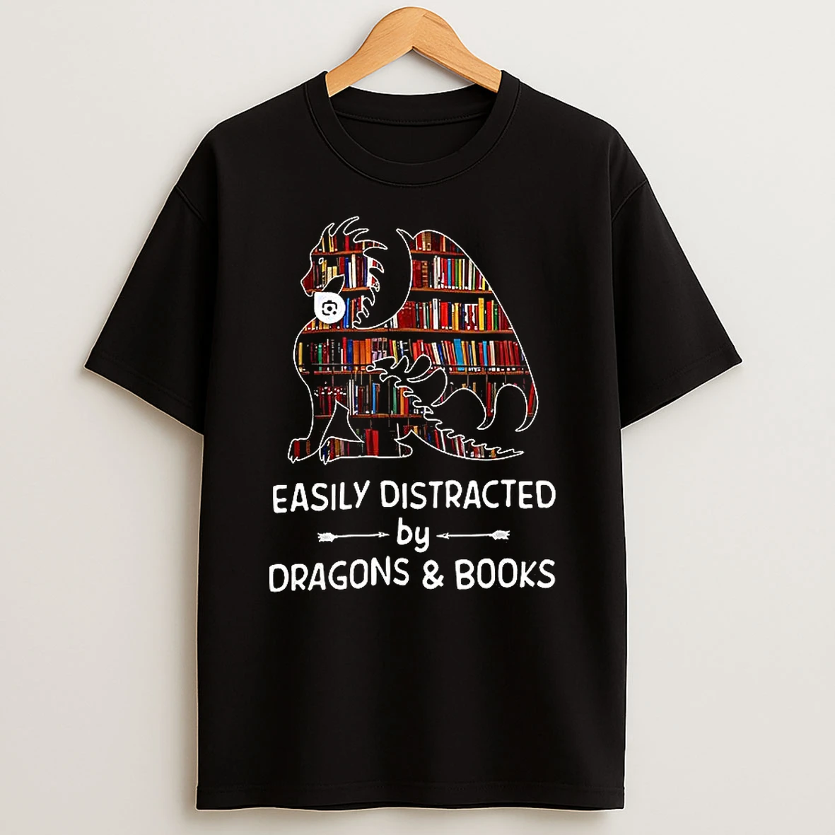 Easily Distracted By Dragon And Books Nerds Collage Shirts