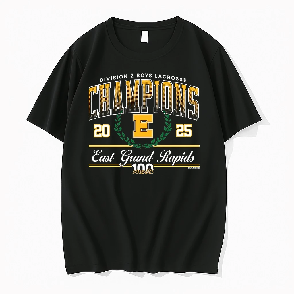 East Grand Rapids 2025 Boys Lacrosse D2 Champions Shirts