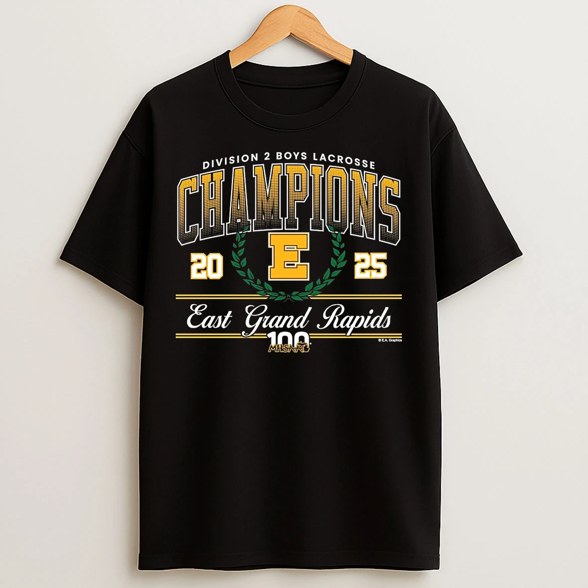 East Grand Rapids 2025 Boys Lacrosse D2 Champions T Shirts