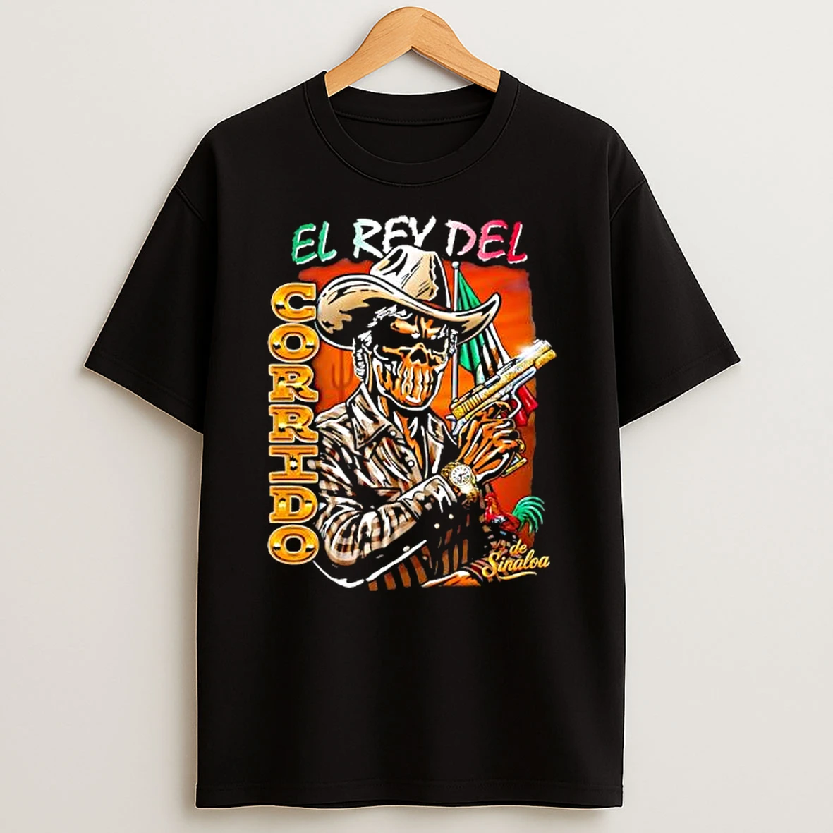 El Rey Del Corrido Cowboy Skeleton Shirts