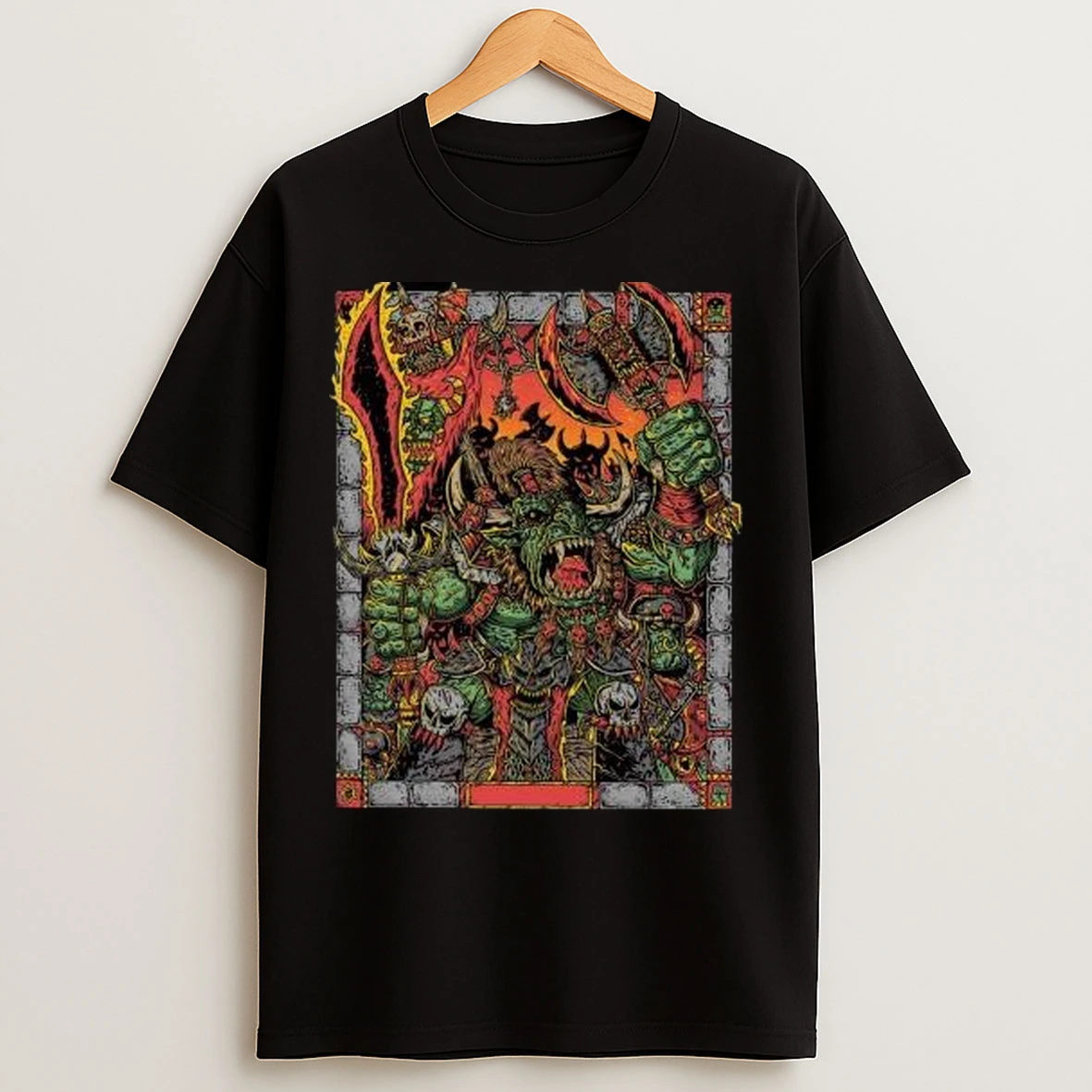 Electric Orc Boss Circle Black T Shirts