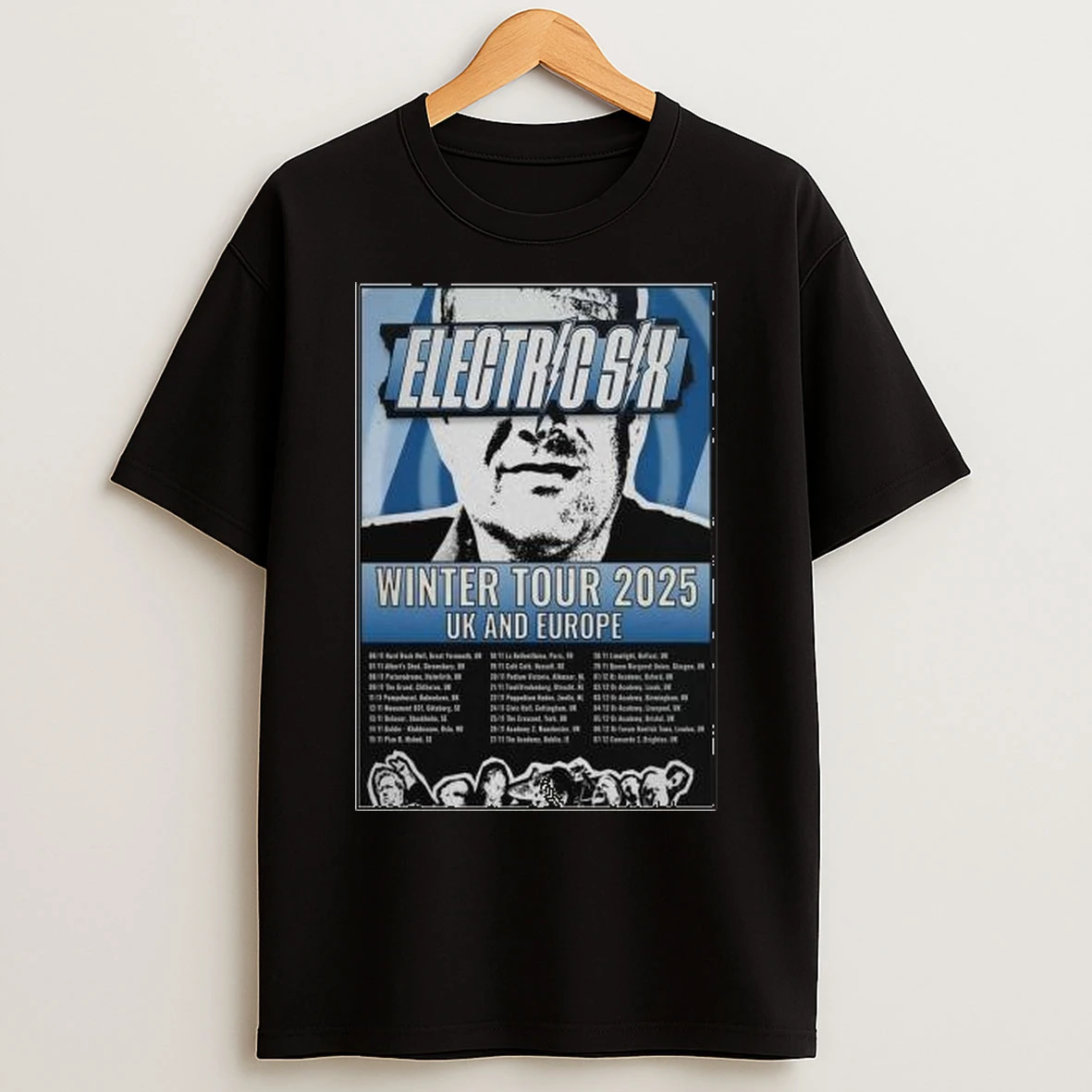 Electric Six Winter Tour 2025 Uk And Europe Circle Black T Shirts
