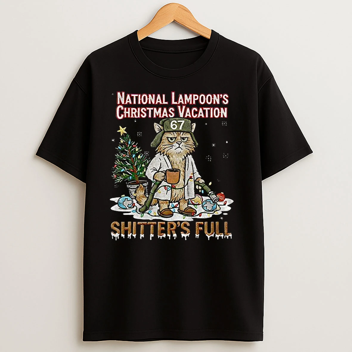 Embroidered Litters Full Cat National Lampoons Christmas Vacation Shitters Full T Shirts