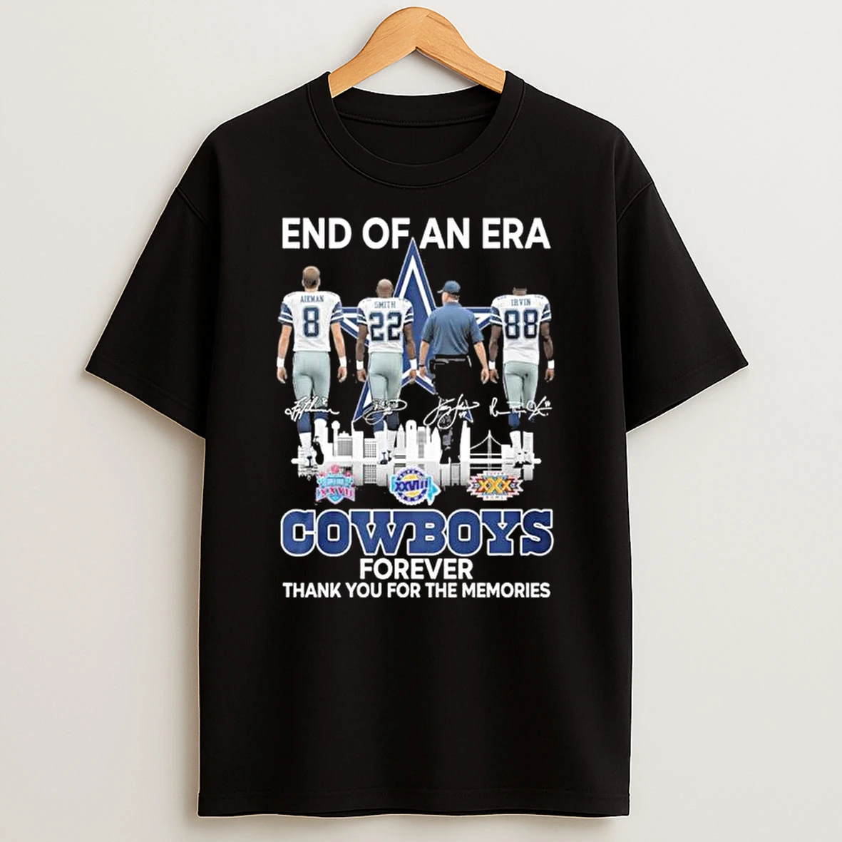 End Of An Era Aikman Smith Irvin Cowboys Thank You For The Memories Shirts