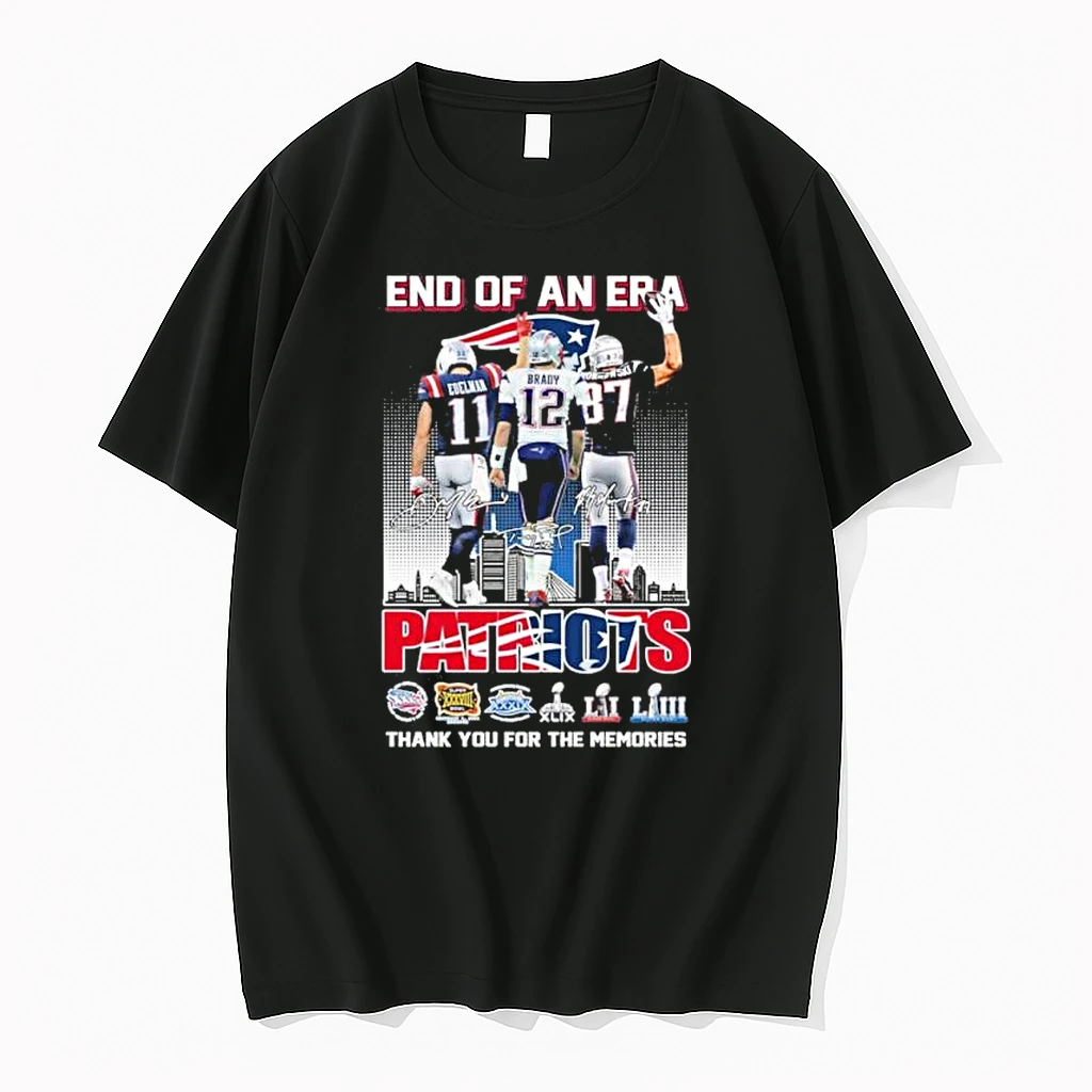 End Of An Era Rob Gronkowski Tom Brady And Edelman Patriots Thank You For The Memories Shirts