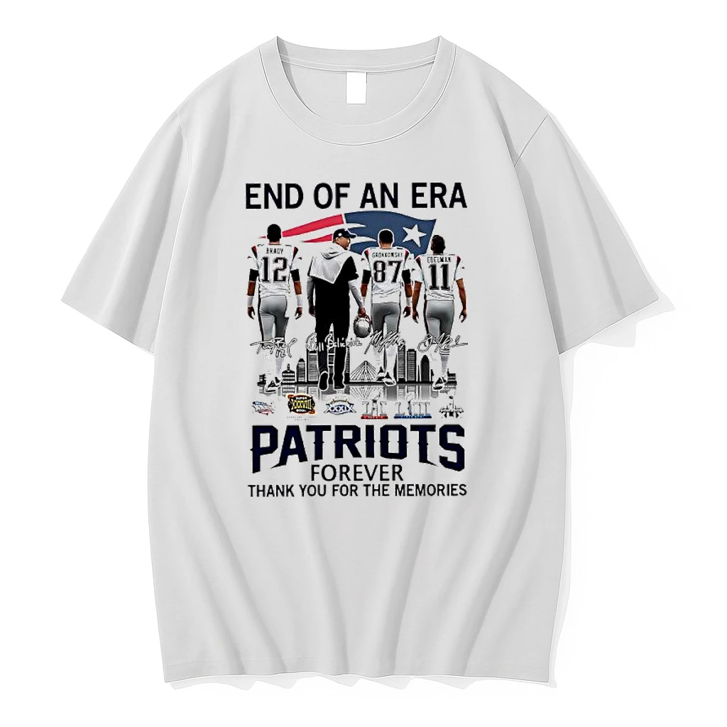 End Of An Era New England Patriots Brady Gronkowski Edelman And Bill Belichick Shirts