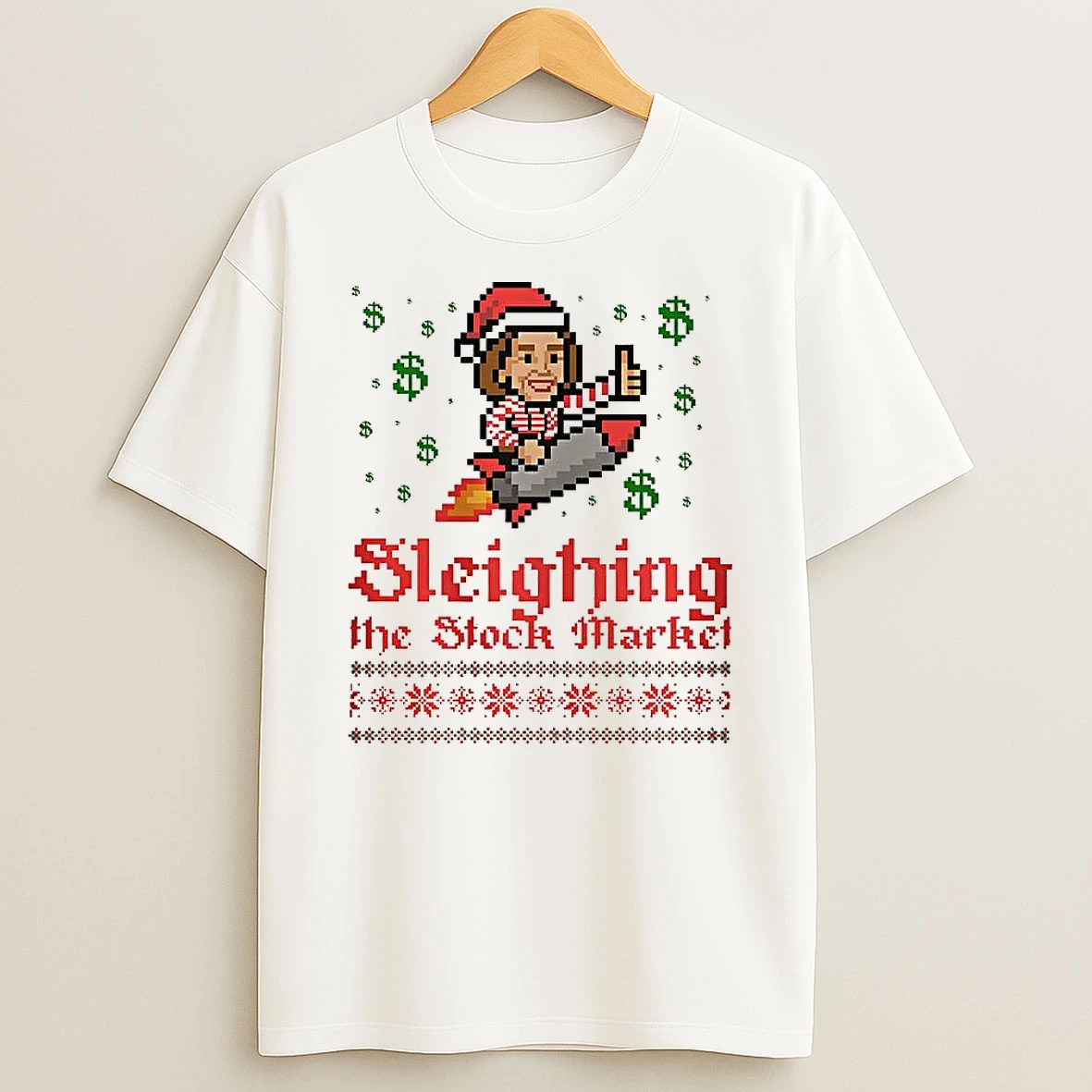 End Of An Error Sleighing The Stock Market Pixcel Ugly Christmas Shirts